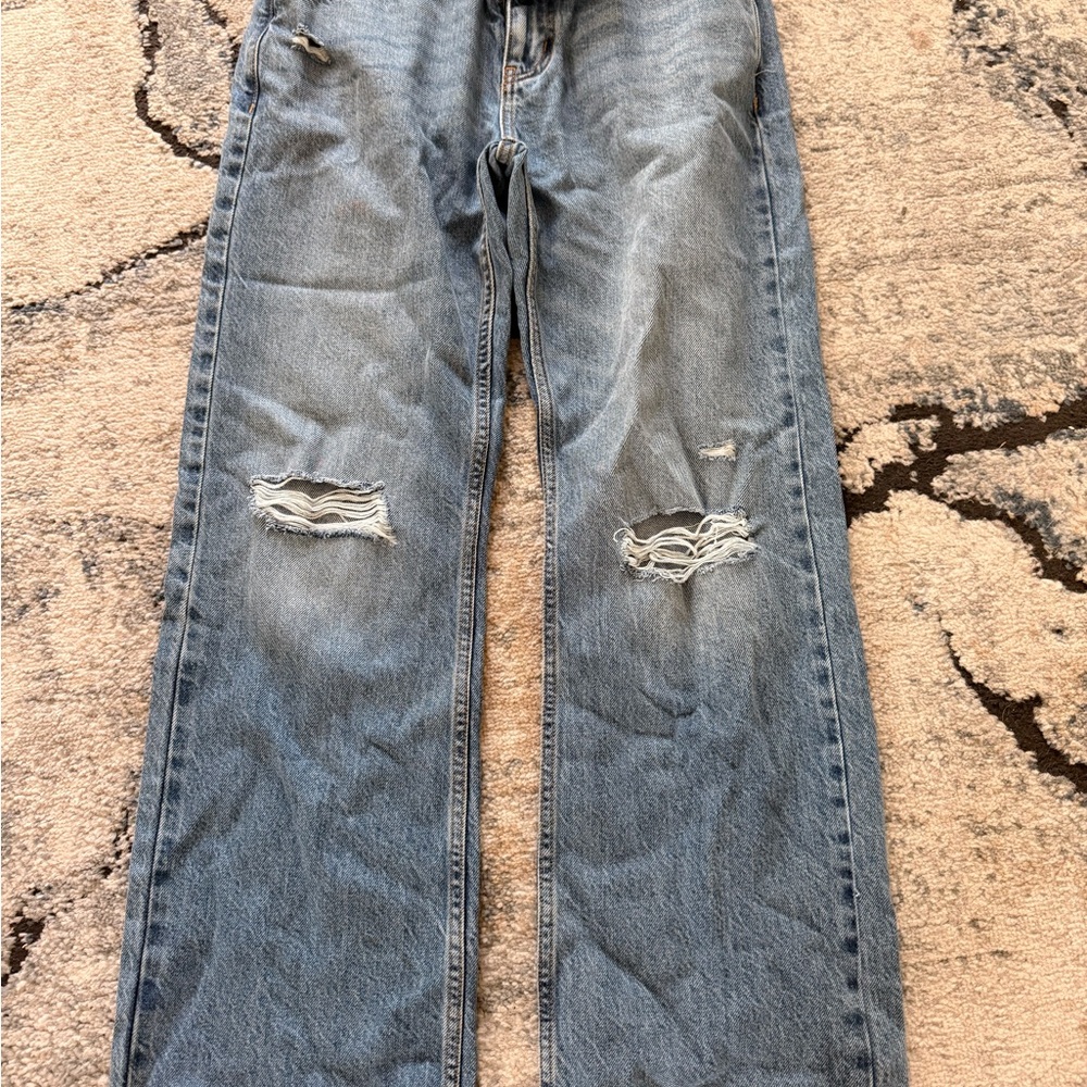 Arizona Jean Company Light Blue Distressed Flare Jeans